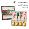 Set thìa dĩa Giáng Sinh Ngôi sao Tuần lộc mạ vàng 3D Cốc Cốc quà tặng trà bánh 7
