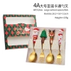 Set thìa dĩa Giáng Sinh Ngôi sao Tuần lộc mạ vàng 3D Cốc Cốc quà tặng trà bánh 8