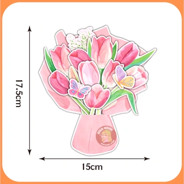 Set Thiệp Chúc Mừng DIY Dạng Bó Hoa - Tự Làm, Tặng Bạn Bè, Người Thân, Thầy Cô, Kèm Túi Đựng - Giá 32.000 VND