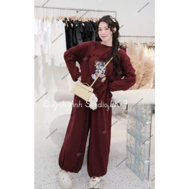 Set Thu Đông Nữ Dài Tay H135 In Mickey - Bộ Đồ Tim Bèo Nỉ Hàn Giá 250k 4