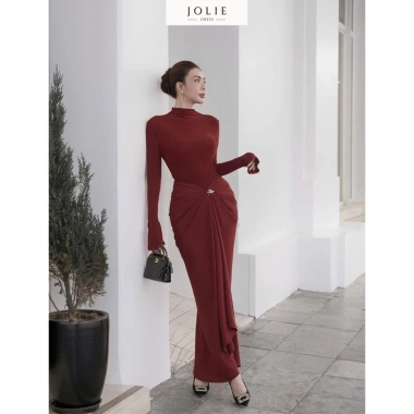Set Thu Đông Sang Chảnh JOLIE S770 – Áo Thun Dài Tay và Chân Váy Bút Chì, Cạp Nhún Tôn Dáng, Giá Ưu Đãi 439k