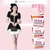 Set Tiểu Thư Basic Trẻ Trung La Rosa Áo chiết eo đính tag ngực, tạo điểm nhấn, váy kem, chỉ 770.000₫