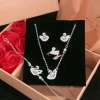 Set trang sức bạc nữ CHY SILVER thiên nga hồng đuôi cao - Bạc thật, giá 360k 2