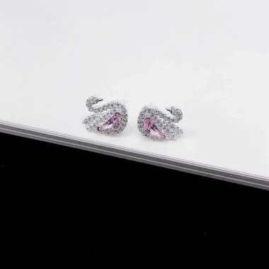 Set trang sức bạc nữ CHY SILVER thiên nga hồng đuôi cao - Bạc thật, giá 360k
