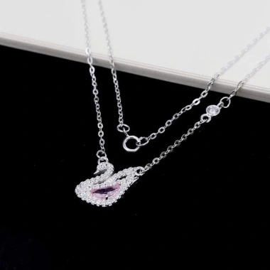 Set trang sức bạc nữ CHY SILVER thiên nga hồng đuôi cao - Bạc thật, giá 360k