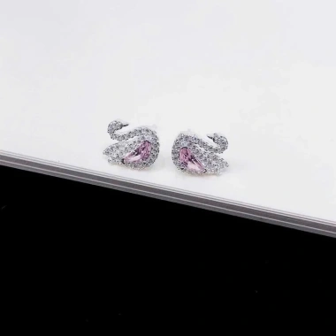 Set trang sức bạc nữ CHY SILVER thiên nga hồng đuôi cao - Bạc thật, giá 360k