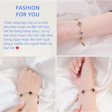 Set trang sức titan phủ vàng 18K hoa bốn lá may mắn - Thanh lịch, sang trọng, giá 63.000₫