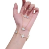 Set trang sức titan phủ vàng 18K hoa bốn lá may mắn - Thanh lịch, sang trọng, giá 63.000₫ 3