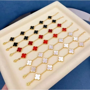 Set trang sức titan phủ vàng 18K hoa bốn lá may mắn - Thanh lịch, sang trọng, giá 63.000₫