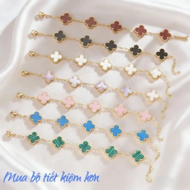 Set trang sức titan phủ vàng 18K hoa bốn lá may mắn - Thanh lịch, sang trọng, giá 63.000₫