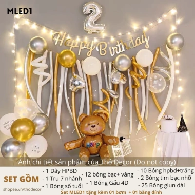 Set Trang Trí Sinh Nhật Cực Xinh Kèm Đèn LED - Giá Ưu Đãi 136.500 VND 10 Set Trang Trí Sinh Nhật Cực Xinh Kèm Đèn LED - Giá Ưu Đãi 136.500 VND 10