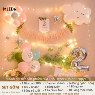 Set Trang Trí Sinh Nhật Cực Xinh Kèm Đèn LED - Giá Ưu Đãi 136.500 VND 15 Set Trang Trí Sinh Nhật Cực Xinh Kèm Đèn LED - Giá Ưu Đãi 136.500 VND 15