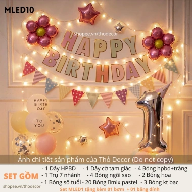 Set Trang Trí Sinh Nhật Cực Xinh Kèm Đèn LED - Giá Ưu Đãi 136.500 VND 19 Set Trang Trí Sinh Nhật Cực Xinh Kèm Đèn LED - Giá Ưu Đãi 136.500 VND 19