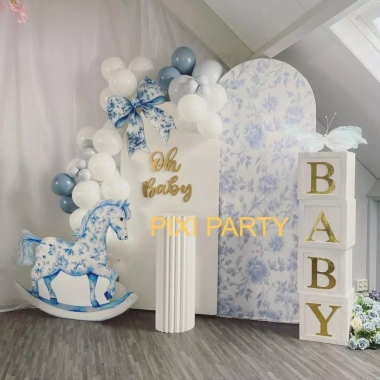 Set trang trí sinh nhật Pixi Party - Phông cứng đôi đa màu, giá ưu đãi 950.000