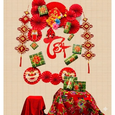 Set Trang Trí Tết 2.026 Bộ Decor Tết, Mành Treo, Keo Nến, Móc Treo, Giá 130.000đ