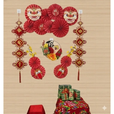 Set Trang Trí Tết 2.026 Bộ Decor Tết, Mành Treo, Keo Nến, Móc Treo, Giá 130.000đ