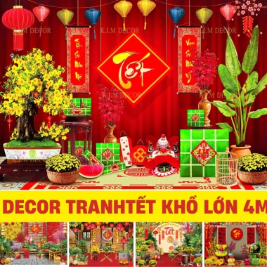 Set Trang Trí Tết 2.026 Phông Nền và Tranh Vải Bính Ngọ Giá Ưu Đãi 159.000 VND