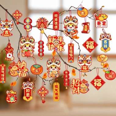 Set Treo Tết 2.026 Linh Vật Ngựa - Cây Đào Vàng May Mắn 60 Chi Tiết Gọn Decor 65.000