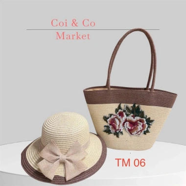 Sét túi cói và mũ cói sang trọng - Du xuân, du lịch, đi biển, tết chỉ 79.200₫ 2