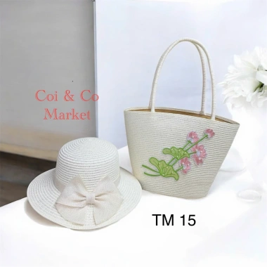 Sét túi cói và mũ cói sang trọng - Du xuân, du lịch, đi biển, tết chỉ 79.200₫ 7