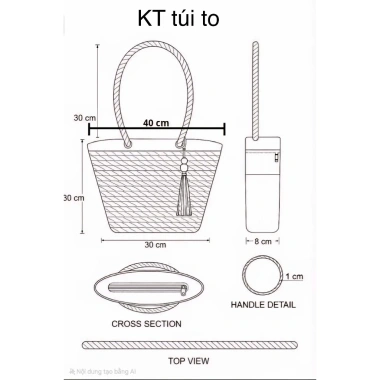 Sét túi cói và mũ cói sang trọng - Du xuân, du lịch, đi biển, tết chỉ 79.200₫ 8
