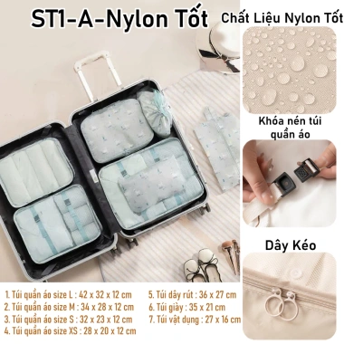 Set Túi Vải Nylon Đựng Đồ Du Lịch Cá Nhân Tiện Ích - Giá Ưu Đãi 82.500₫