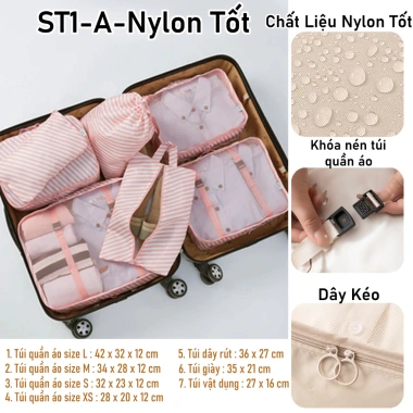 Set Túi Vải Nylon Đựng Đồ Du Lịch Cá Nhân Tiện Ích - Giá Ưu Đãi 82.500₫
