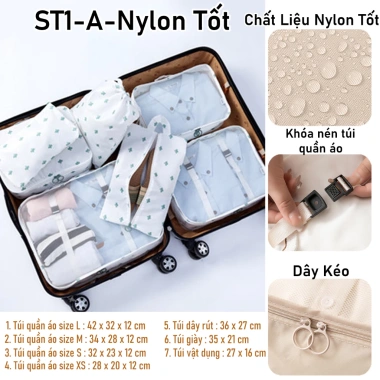 Set Túi Vải Nylon Đựng Đồ Du Lịch Cá Nhân Tiện Ích - Giá Ưu Đãi 82.500₫