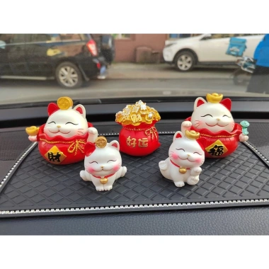 Set tượng mèo Thần Tài May Mắn – Tài Lộc Trang Trí Ô Tô & Bàn Làm Việc, Giá 66.000₫