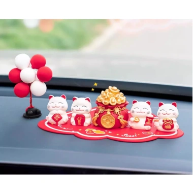 Set tượng mèo Thần Tài may mắn - Trang trí tài lộc ô tô, bàn làm việc, giảm giá 66.000₫