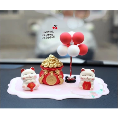 Set tượng mèo Thần Tài may mắn - Trang trí tài lộc ô tô, bàn làm việc, giảm giá 66.000₫
