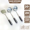 Set Vá đặc inox Bam Kitchen SCD15F - Vá lỗ Xẻng, cán nhựa đen, siêu bền, 23,940₫