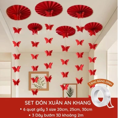 Set Vải Dạ Đón Xuân Tết 2.026 - Quạt Giấy + Phụ Kiện Treo Trần Trang Trí Tiệc Cưới, Noel, Tết Nguyên Đán 6 Set Vải Dạ Đón Xuân Tết 2.026 - Quạt Giấy + Phụ Kiện Treo Trần Trang Trí Tiệc Cưới, Noel, Tết Nguyên Đán 6