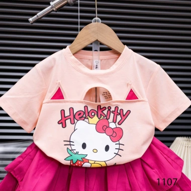 Set Váy Áo Bé Gái 11-40kg Hello Kitty Thiết Kế Tầng, Thun Mềm Mại, Màu Sắc Nổi Bật - Giá Ưu Đãi 175.750₫ 2