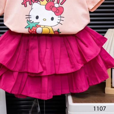 Set Váy Áo Bé Gái 11-40kg Hello Kitty Thiết Kế Tầng, Thun Mềm Mại, Màu Sắc Nổi Bật - Giá Ưu Đãi 175.750₫ 3