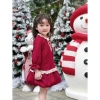 Set Váy Bé Gái Dạ Dàng Quả Bí, Phối Cổ Nơ Đính Đá Tone Đỏ Size 9 (28kg) Giá Ưu Đãi 249.100 VND 4