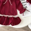 Set Váy Bé Gái Dạ Dàng Quả Bí, Phối Cổ Nơ Đính Đá Tone Đỏ Size 9 (28kg) Giá Ưu Đãi 249.100 VND 8