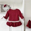 Set Váy Bé Gái Dạ Dàng Quả Bí, Phối Cổ Nơ Đính Đá Tone Đỏ Size 9 (28kg) Giá Ưu Đãi 249.100 VND 9