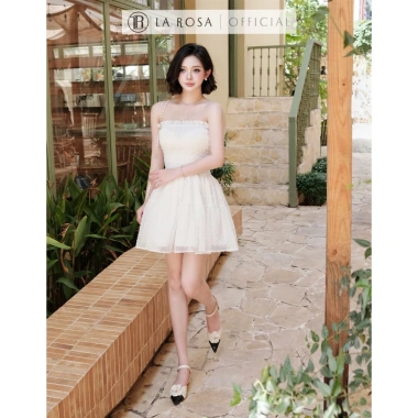 Set Váy Chấm Bi La Rosa - Cúp Ngực Nhún, Thun Xòe Nhẹ + Cardigan Mỏng Dài Tay - 479k