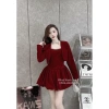 Set Váy Cúp Nhung Đính Đá + Áo Khoác Ngoài Hàng TKCC - Sang Trọng, Giá Ưu Đãi 287k 6