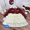 Sét váy dạ bé gái cao cấp, đầm tết sang chảnh phối voan tầng, giá chỉ 199.000₫ 6