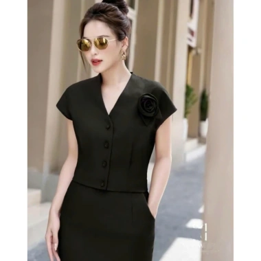 Sét váy dài trẻ trung năng động áo đính hoa may thủ công B49 - Giá chỉ 270.300 VND