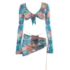 Set váy đi biển 3 món: croptop tay dài, quần lót lọt khe, chân váy ngắn hoa xếp ly - thời trang nữ 6