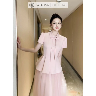 Set Váy La Rosa - Áo Sơ Mi Cổ Nơ + Chân Váy Lưới Tôn Dáng, Giá ưu đãi 823.600₫ 6