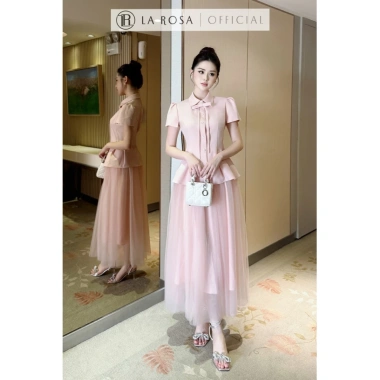 Set Váy La Rosa - Áo Sơ Mi Cổ Nơ + Chân Váy Lưới Tôn Dáng, Giá ưu đãi 823.600₫ 7