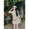 Set Váy Len Dạ Phối Gile Nữ Cao Cấp – Thiết Kế Tiểu Thư Sang Trọng, Thanh Lịch, Chuẩn Hàn Quốc, Thu Đông 2.025, Giá 250k 2