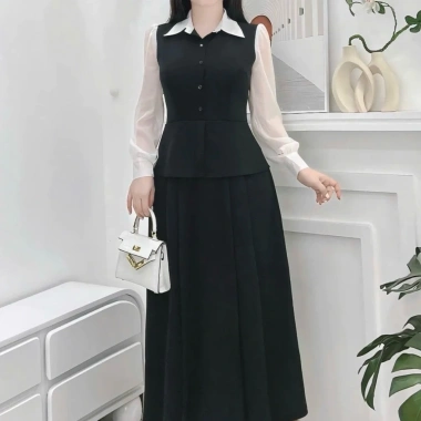 Set Váy Liền Thiết V48 HTK Lady – Cổ Sơ Mi Thanh Lịch, Tay Tơ Dài Nữ Tính, Giá 239k 4