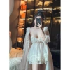 Set Váy Ngủ + Áo Choàng Voan Lụa Ren Hoa Hồng Siêu Mềm Sexy Xíu Sleepwear 425k 4
