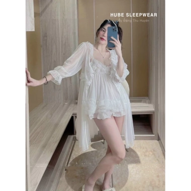Set Váy Ngủ + Áo Choàng Voan Lụa Ren Hoa Hồng Siêu Mềm Sexy Xíu Sleepwear 425k 7 Set Váy Ngủ + Áo Choàng Voan Lụa Ren Hoa Hồng Siêu Mềm Sexy Xíu Sleepwear 425k 7