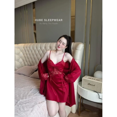Set Váy Ngủ Cao Cấp Xíu Sleepwear - Áo Choàng Lụa Ren Dây Buộc, Giá 495.000 7 Set Váy Ngủ Cao Cấp Xíu Sleepwear - Áo Choàng Lụa Ren Dây Buộc, Giá 495.000 7